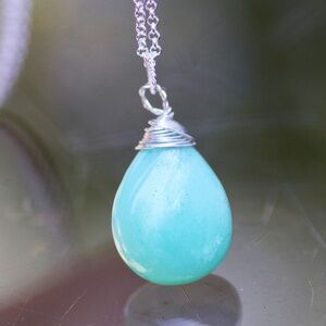 New Handcrafted Large Natural Green Chrysoprase Pendant Sterling Silver